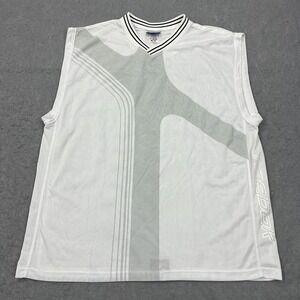 VTG Reebok Mesh Shirt Men's XL White Sleeveless Y2K Basketball Cyber Muscle Tank